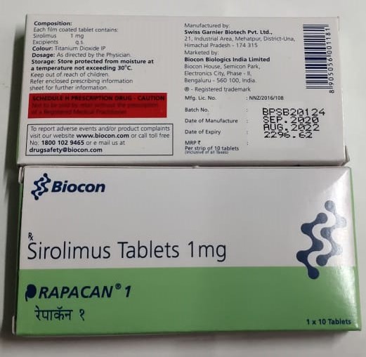 BUY Rapacan -1 - Sirolimus 1mg by Swiss Garnier Biotech Pvt Ltd at