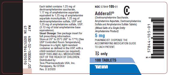Adderall 5mg-USA - dextroamphetamine saccharate, amphetamine aspartate, dextroamphetamine sulfate, and amphetamine sulfate